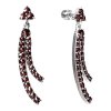 Silver earrings with czech garnet, rhodium plated - line                                            