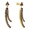 Silver earrings with czech garnet, gold plated - line                                               