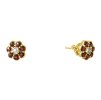Silver earrings with czech garnet and pearl, gold plated - flower                                   