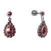 Silver earrings with czech garnet, rhodium plated - drop                                            