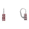 Silver earrings with czech garnet, rhodium plated - rectangle                                       