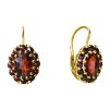 Silver earrings with czech garnet, gold plated - oval                                               