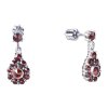 Silver earrings with czech garnet, rhodium plated - drop                                            