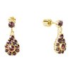 Silver earrings with czech garnet, gold plated - drop                                               