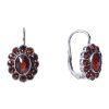 Silver earrings with czech garnet, rhodium plated - oval                                            