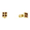 Silver earrings with czech garnet, gold plated - square                                             