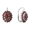 Silver earrings with czech garnet, rhodium plated - oval                                            