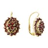 Silver earrings with czech garnet, gold plated - oval                                               