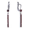 Silver earrings with czech garnet, rhodium plated - line                                            