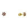 Silver earrings with czech garnet, gold plated - flower                                             