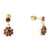 Silver earrings with czech garnet, gold plated - flower                                             