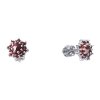 Silver earrings with czech garnet, rhodium plated - flower                                          