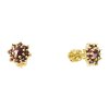 Silver earrings with czech garnet, gold plated - flower                                             