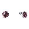 Silver earrings with czech garnet, rhodium plated - flower                                          