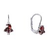 Silver earrings with czech garnet, rhodium plated                                                   