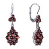 Silver earrings with czech garnet, rhodium plated - drop                                            
