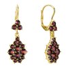 Silver earrings with czech garnet, gold plated - drop                                               