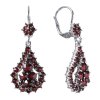 Silver earrings with czech garnet, rhodium plated - drop                                            