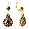 Silver earrings with czech garnet, gold plated - drop                                               