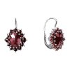 Silver earrings with czech garnet, rhodium plated - oval                                            