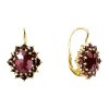Silver earrings with czech garnet, gold plated - oval                                               