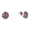 Silver earrings with czech garnet, rhodium plated - circle                                          