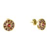 Silver earrings with czech garnet, gold plated - circle                                             