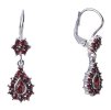 Silver earrings with czech garnet, rhodium plated - drop                                            