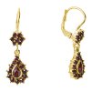 Silver earrings with czech garnet, gold plated - drop                                               