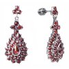 Silver earrings with czech garnet, rhodium plated - drop                                            