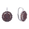 Silver earrings with czech garnet, rhodium plated - circle                                          