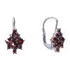 Silver earrings with czech garnet, rhodium plated                                                   