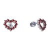Silver earrings with czech garnet, rhodium plated - heart                                           