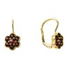 Silver earrings with czech garnet, gold plated - flower                                             