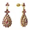 Silver earrings with czech garnet, gold plated - drop                                               
