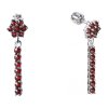 Silver earrings with czech garnet, rhodium plated - line                                            