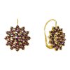Silver earrings with czech garnet, gold plated - star                                               
