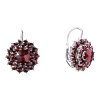 Silver earrings with czech garnet, rhodium plated - flower                                          