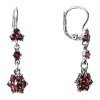 Silver earrings with czech garnet, rhodium plated - flower                                          