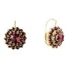 Silver earrings with czech garnet, gold plated - flower                                             