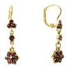 Silver earrings with czech garnet, gold plated - flower                                             