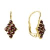 Silver earrings with czech garnet, gold plated - tip                                                