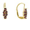 Silver earrings with czech garnet, gold plated                                                      