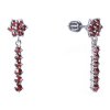 Silver earrings with czech garnet, rhodium plated - line                                            