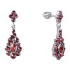 Silver earrings with czech garnet, rhodium plated - drop                                            