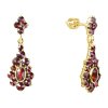 Silver earrings with czech garnet, gold plated - drop                                               