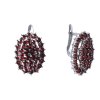 Silver earrings with czech garnet, rhodium plated - oval                                            