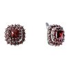 Silver earrings with czech garnet, rhodium plated - square                                          
