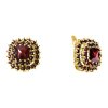 Silver earrings with czech garnet, gold plated - square                                             