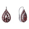 Silver earrings with czech garnet, rhodium plated - drop                                            